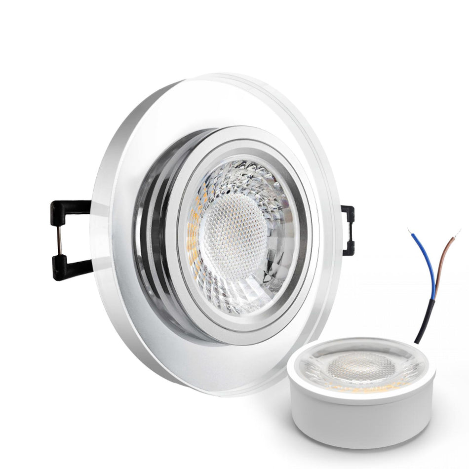 CONCEPTRUN LED Einbaustrahler Spot spiegelnd rund Glas Lochmaß Ø 68mm - 75mm geringe Tiefe 24mm 5W LED Modul flach dimmbar neutralweiß 230V