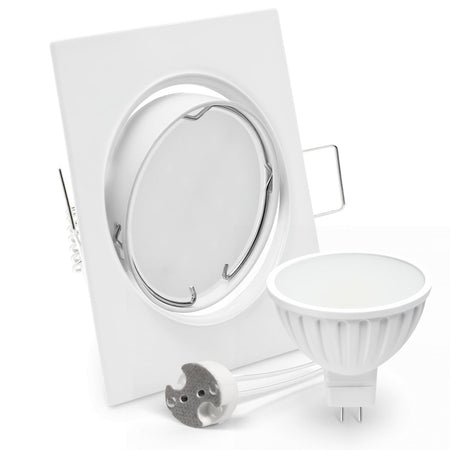 CONCEPTRUN LED Einbaustrahler Spot weiß eckig 30° schwenkbar Lochmaß Ø 65mm - 75mm Tiefe 55mm Fassung