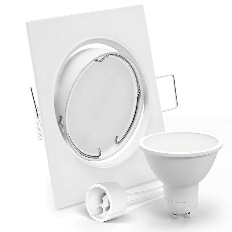 CONCEPTRUN LED Einbaustrahler Spot weiß eckig 30° schwenkbar Lochmaß Ø 65mm - 75mm Tiefe 64mm Fassung