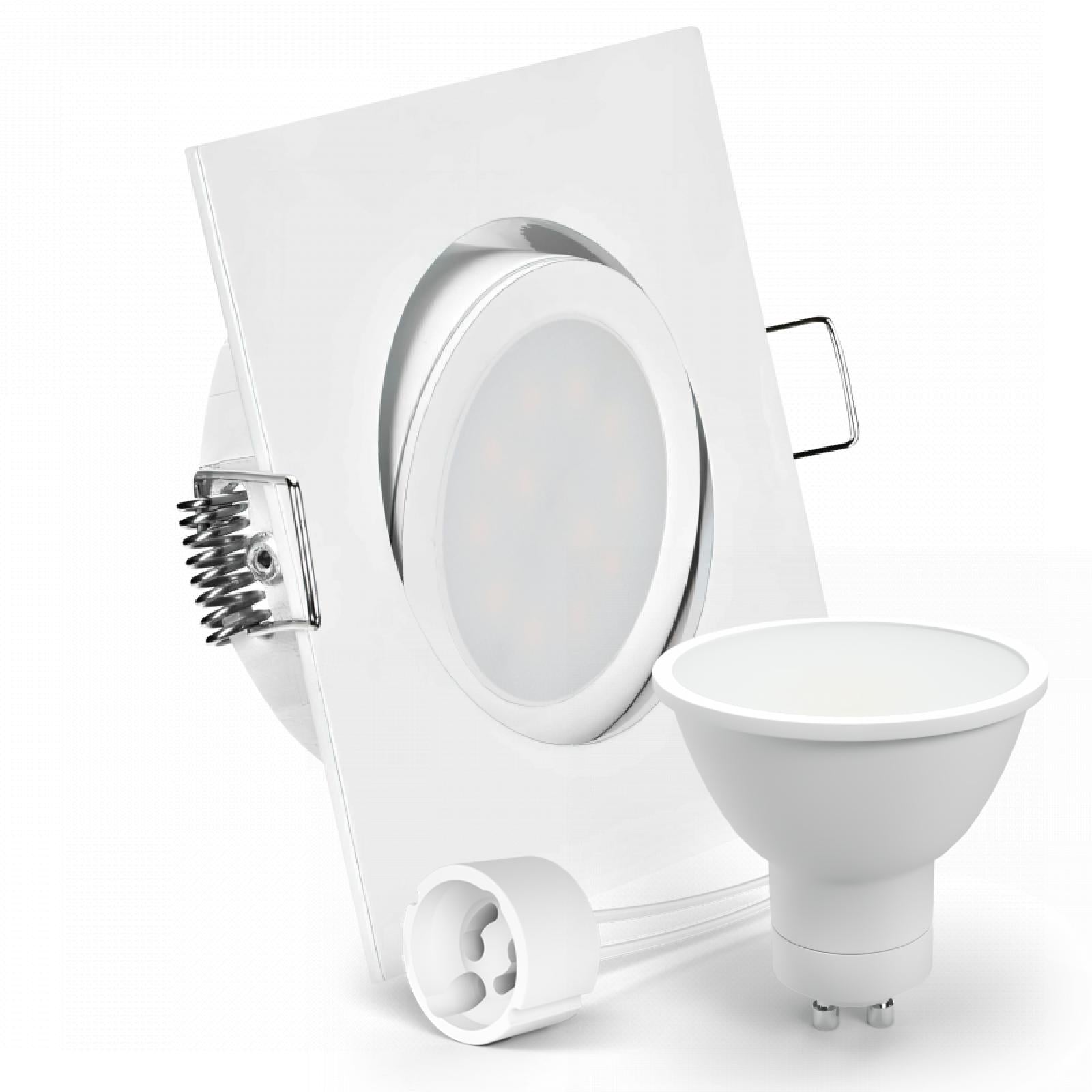 CONCEPTRUN LED Einbaustrahler Spot weiß eckig 30° schwenkbar Lochmaß Ø 68mm - 80mm Tiefe 64mm Fassung