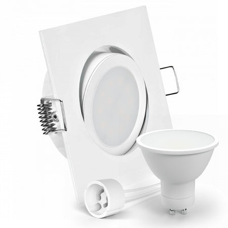 CONCEPTRUN LED Einbaustrahler Spot weiß eckig 30° schwenkbar Lochmaß Ø 68mm - 80mm Tiefe 64mm Fassung