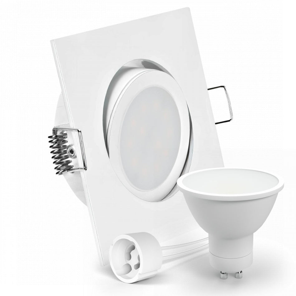 CONCEPTRUN LED Einbaustrahler Spot weiß eckig 30° schwenkbar Lochmaß Ø 68mm - 80mm Tiefe 64mm Fassung