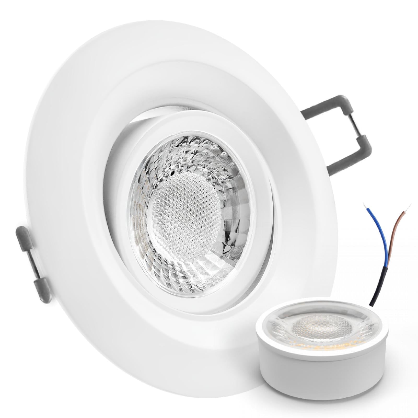 CONCEPTRUN LED Einbaustrahler Spot weiß rund 360° schwenkbar Lochmaß Ø 68mm - 95mm geringe Tiefe 27mm 5W LED Modul flach dimmbar neutralweiß 230V