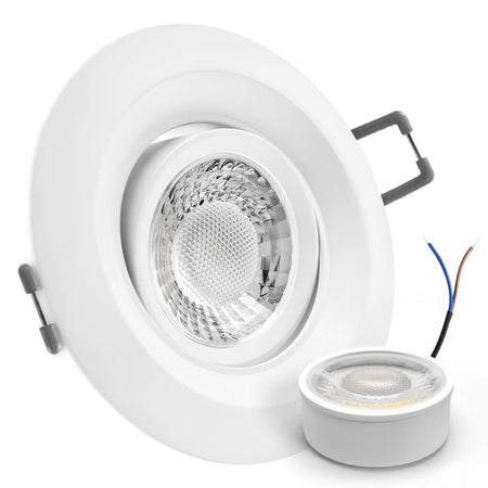 CONCEPTRUN LED Einbaustrahler Spot weiß rund 360° schwenkbar Lochmaß Ø 68mm - 95mm geringe Tiefe 27mm 5W LED Modul flach dimmbar neutralweiß 230V