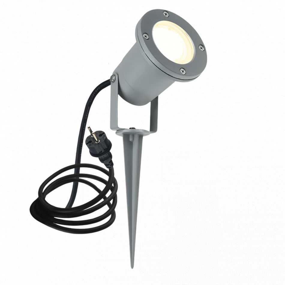 CONCEPTRUN LED Erdspießleuchte Aluminium grau Gartenstrahler Bodenleuchte 1,5m Kabel IP68