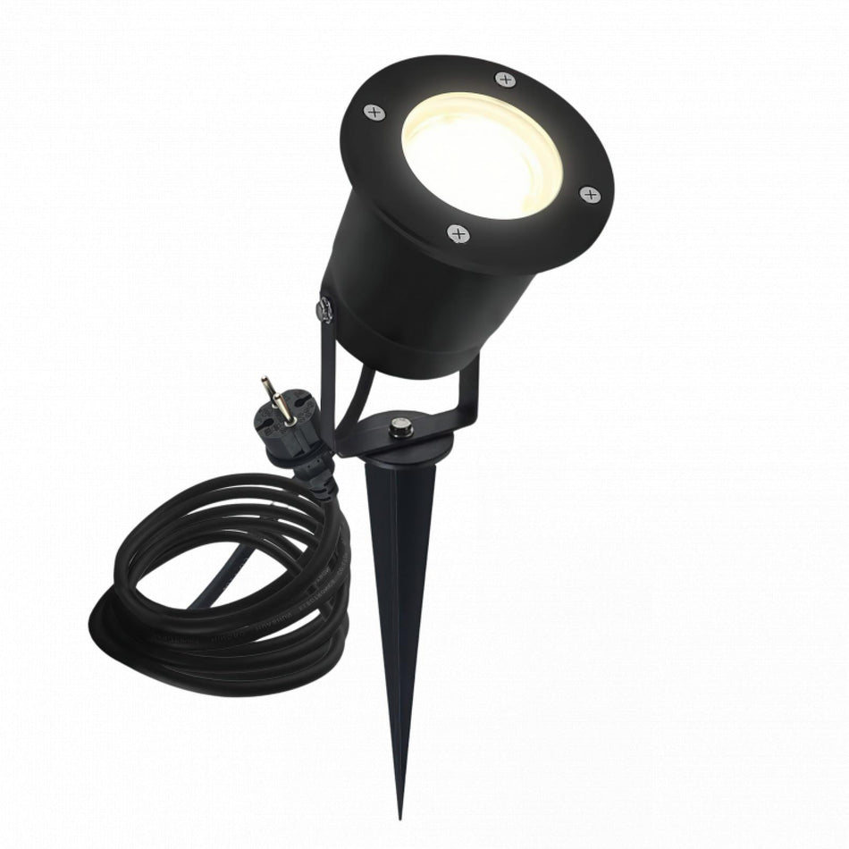 CONCEPTRUN LED Erdspießleuchte Aluminium schwarz Gartenstrahler Bodenleuchte 2,5m Kabel IP68