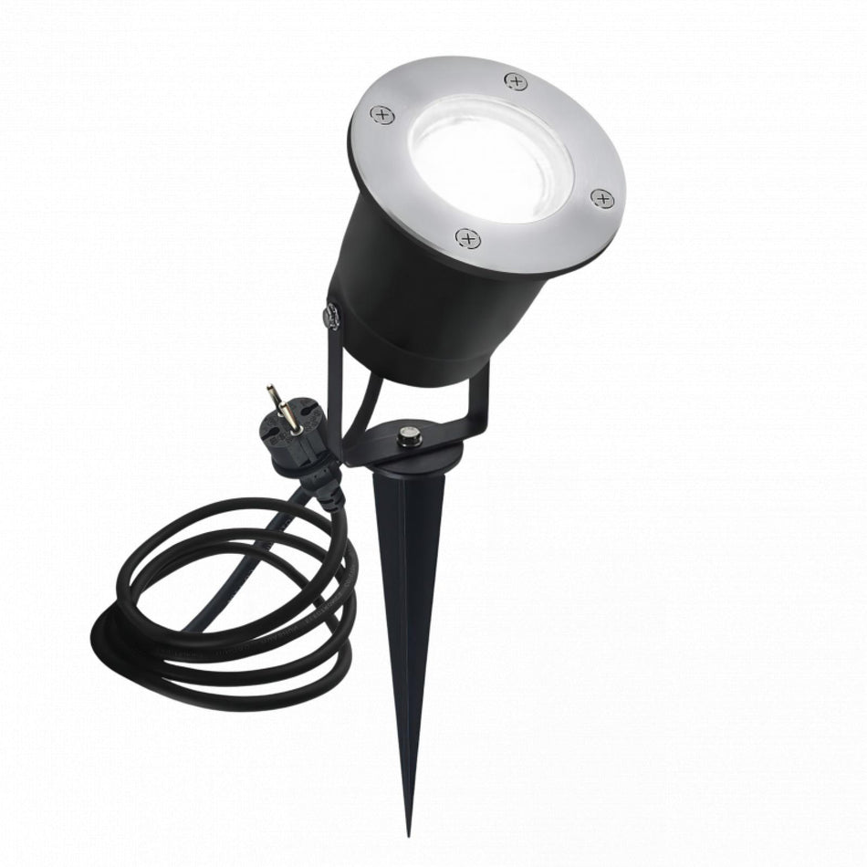 LED Gartenstrahler Erdspießleuchte Edelstahl gebürstet Bodenleuchte 1,5m Kabel IP65