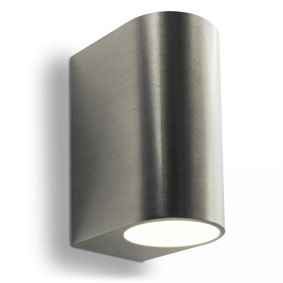 CONCEPTRUN LED Wandleuchte Edelstahl gebürstet Abgerundet Glas 2-flammig Schrauben & Dübeln IP44
