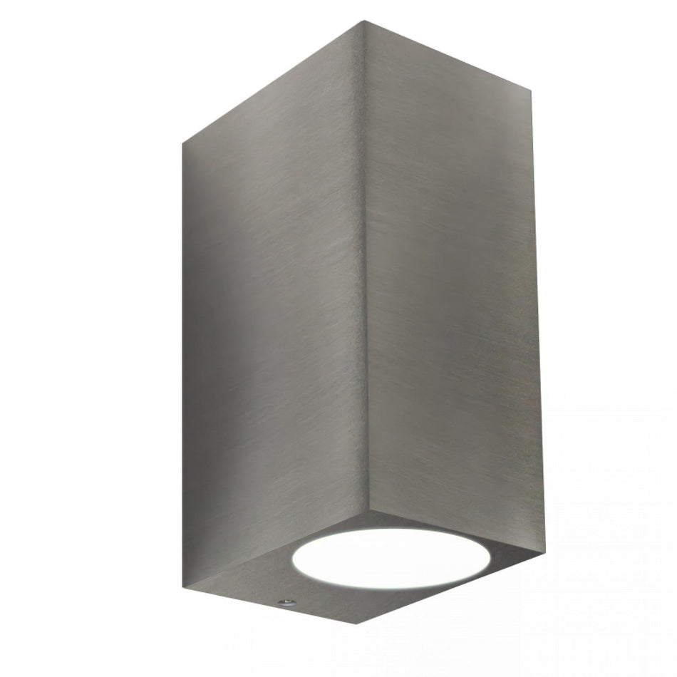LED Wandleuchte Innenleuchte Edelstahl gebürstet eckig 2-flammig IP44 GU10 230V