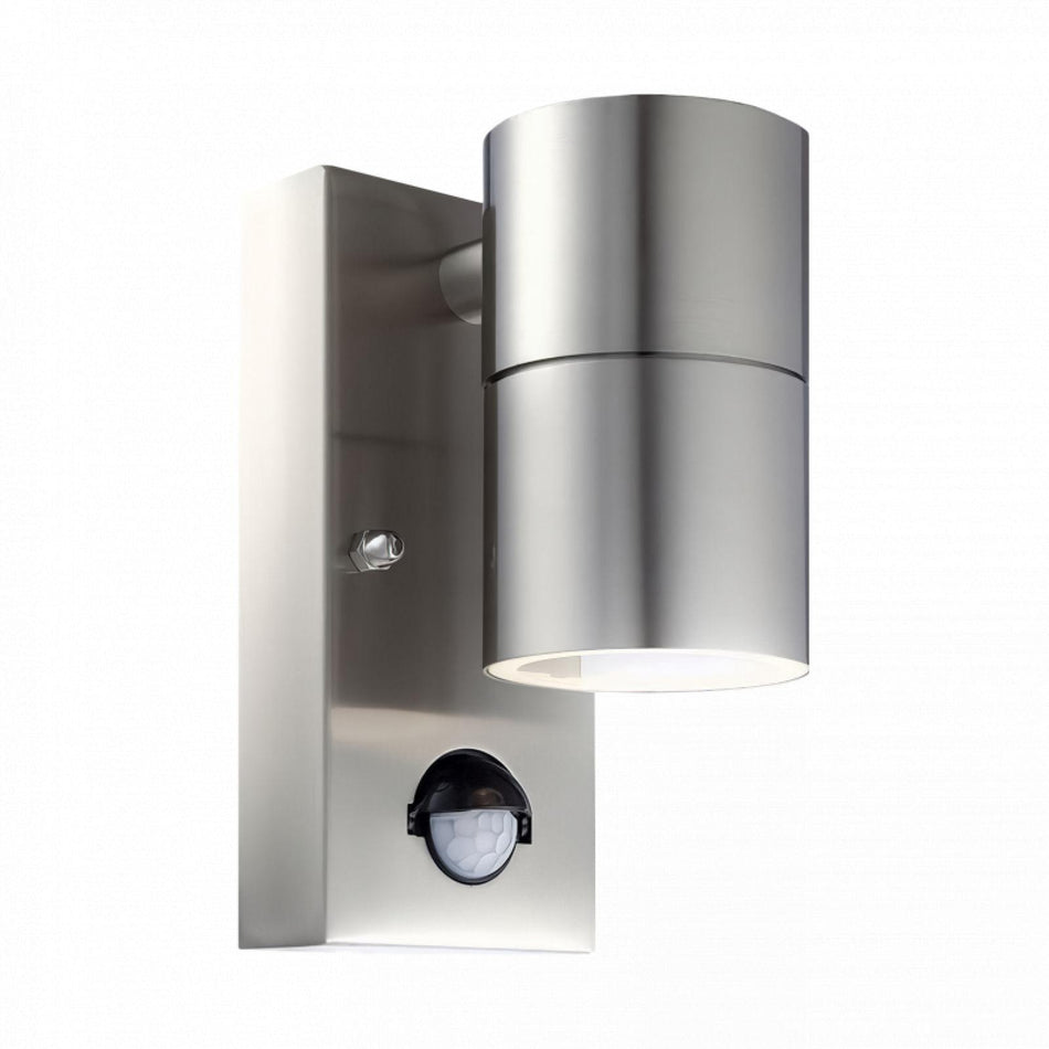 LED Wandleuchte Sensor Edelstahl gebürstet rund 1-flammig IP44 GU10 230V