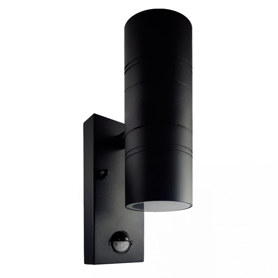 CONCEPTRUN LED Wandleuchte Sensor schwarz Rund Glas 2-flammig Schrauben & Dübeln IP44