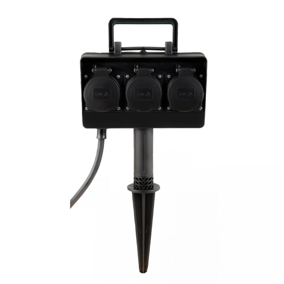 CONCEPTRUN Mehrfachsteckdose 3-fach Außensteckdose Erdspieß 1,5m Kabel IP44 230V