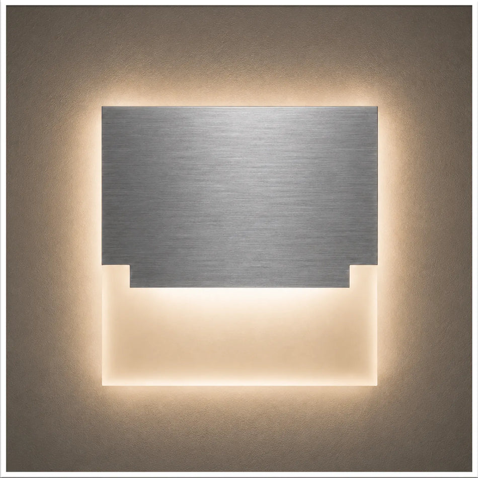 LED Treppenbeleuchtung Treppenlicht warmweiß Wandeinbauleuchte Wandeinbaustrahler eckig Stufenleuchte Edelstahl gebürstet 12V WB3