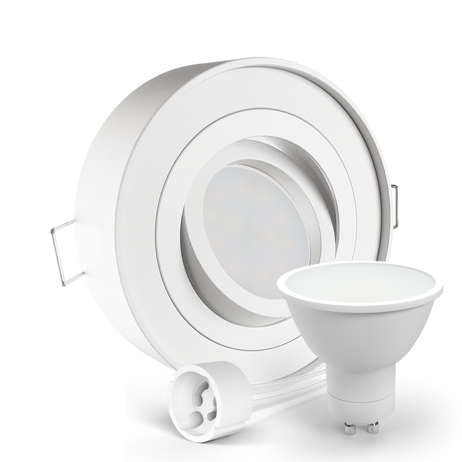 LED Aufbau Einbaustrahler weiß rund 360° schwenkbar Lochmaß Ø 85mm - 90mm GU10 230V