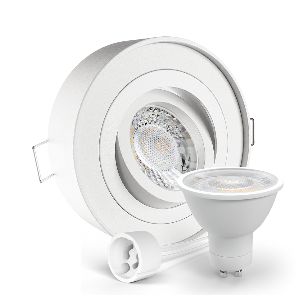 LED Aufbau Einbaustrahler weiß rund 360° schwenkbar Lochmaß Ø 85mm - 90mm GU10 230V
