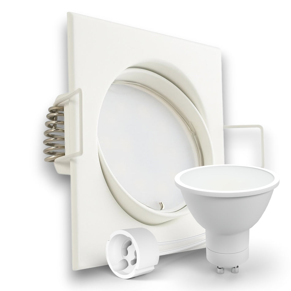 LED Einbaustrahler Spot weiß eckig 30° schwenkbar Lochmaß Ø 68mm - 78mm GU10 230V