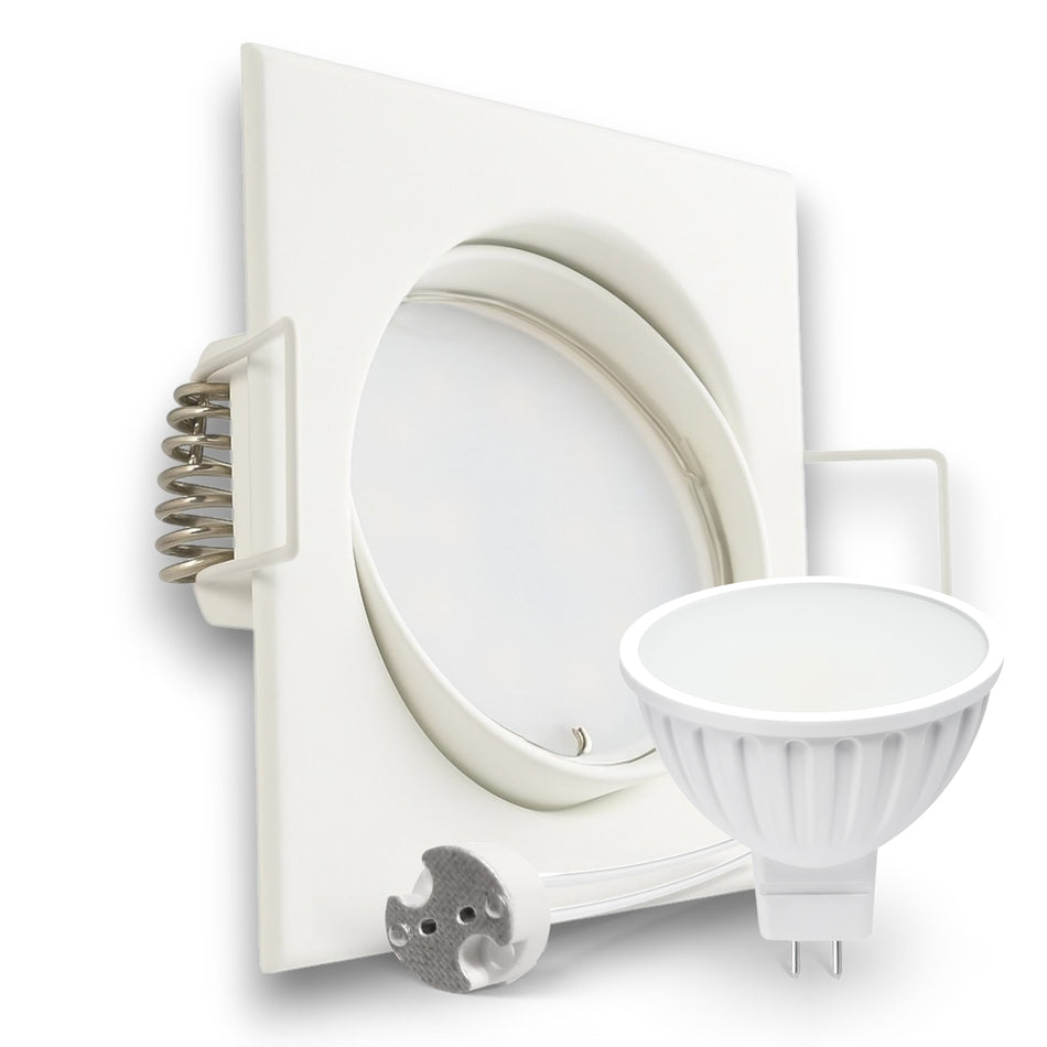 LED Einbaustrahler Spot weiß eckig 30° schwenkbar Lochmaß Ø 68mm - 78mm GU5.3 MR16 12V