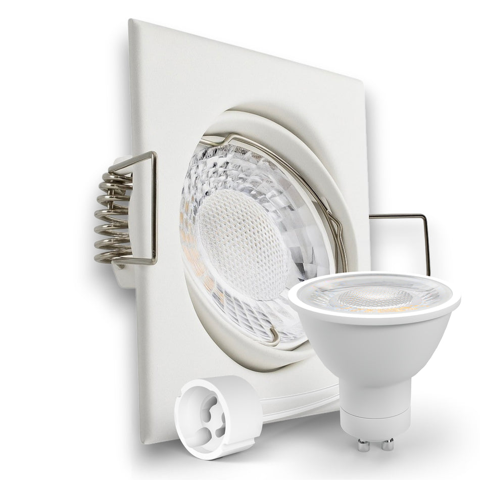 LED Einbaustrahler Spot weiß eckig 30° schwenkbar Lochmaß Ø 68mm - 78mm GU10 230V