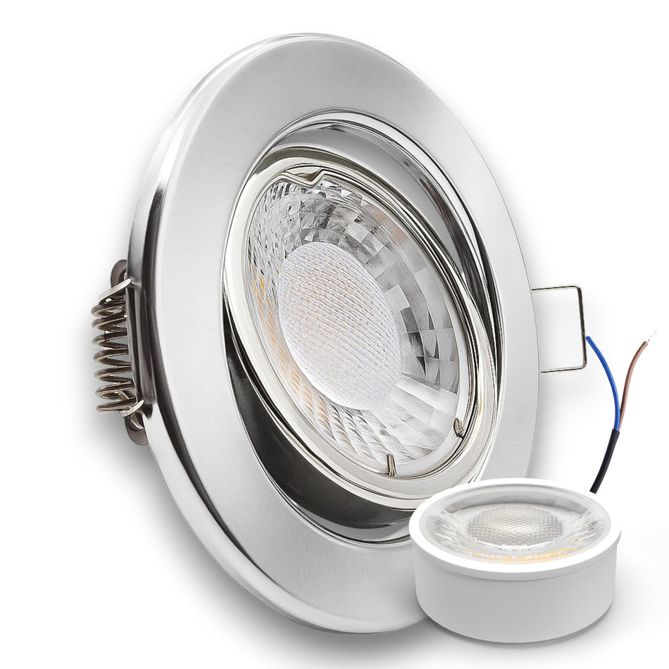 LED Einbaustrahler Spot Chrom rund 360° schwenkbar Lochmaß Ø 68mm - 80mm geringe Einbautiefe flach 230V