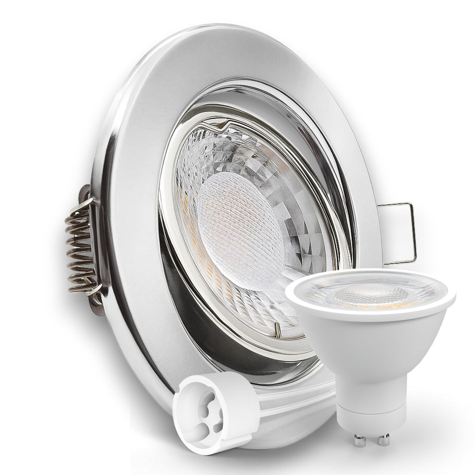 LED Einbaustrahler Spot Chrom rund 360° schwenkbar Lochmaß Ø 68mm - 80mm GU10 230V