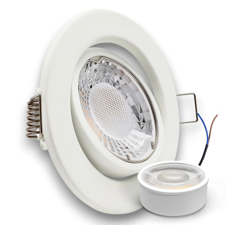 LED Einbaustrahler Spot weiß rund 360° schwenkbar Lochmaß Ø 68mm - 80mm geringe Einbautiefe flach 230V