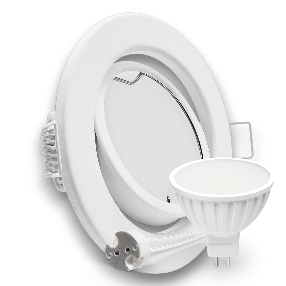 LED Einbaustrahler Spot weiß rund 360° schwenkbar Lochmaß Ø 68mm - 80mm GU5.3 MR16 12V