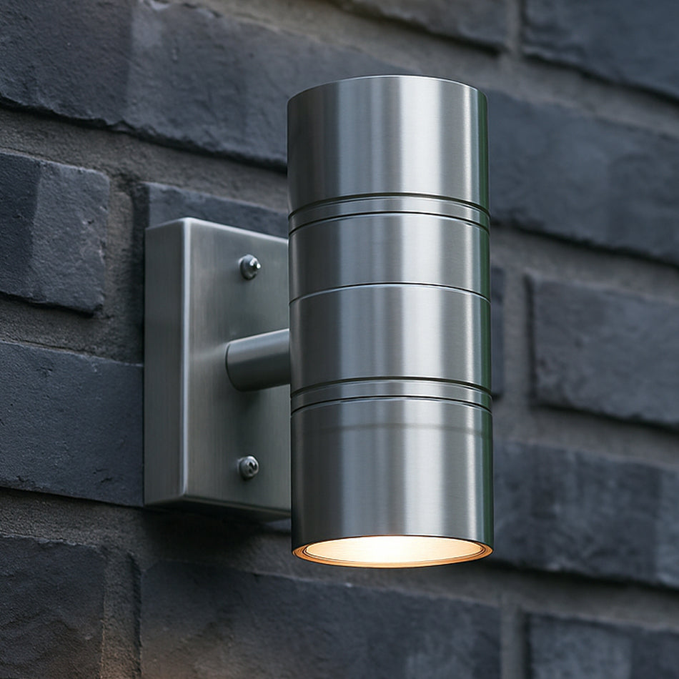LED Wandleuchte Edelstahl gebürstet 2-flammig IP44 GU10 230V
