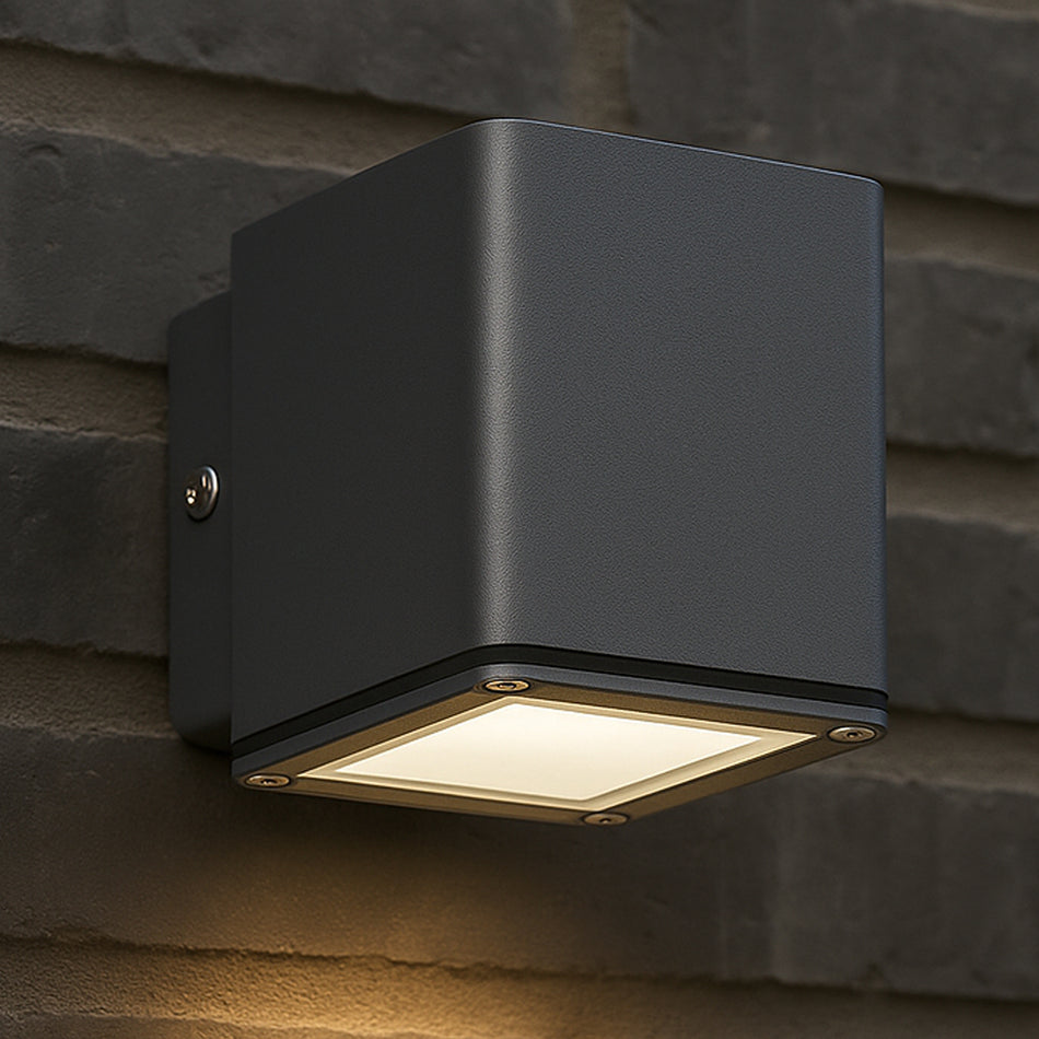 LED Wandleuchte anthrazit eckig 1-flammig IP44 GU10 230V