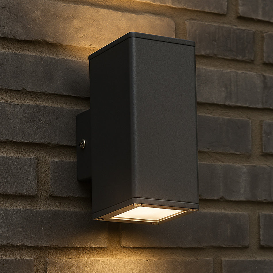LED Wandleuchte anthrazit eckig 2-flammig IP44 GU10 230V