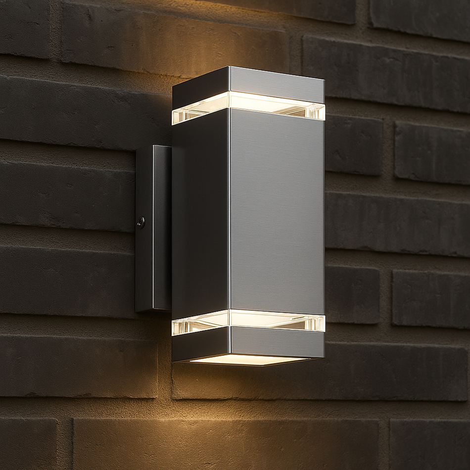 LED Wandleuchte grau eckig 2-flammig IP44 GU10 230V