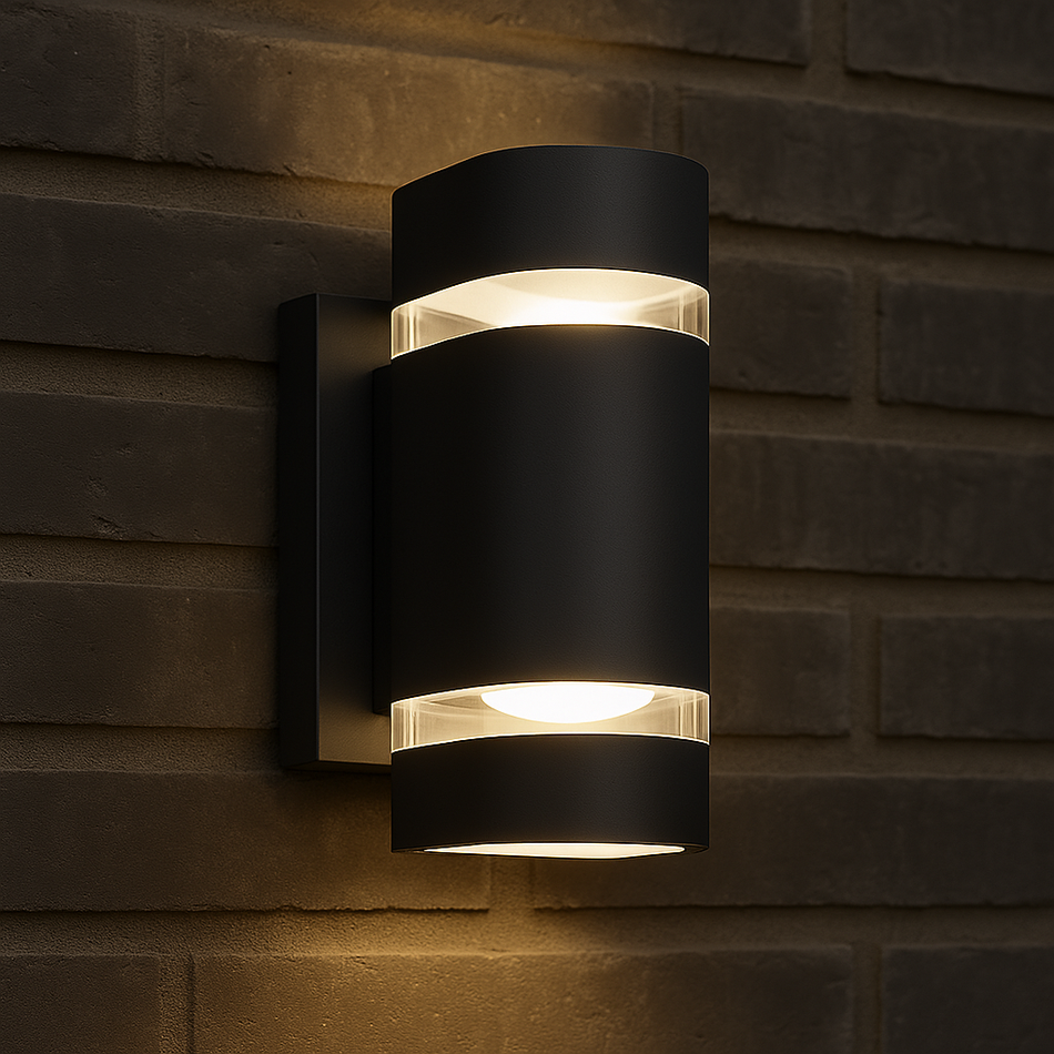 LED Wandleuchte schwarz halbrund 2-flammig IP44 GU10 230V