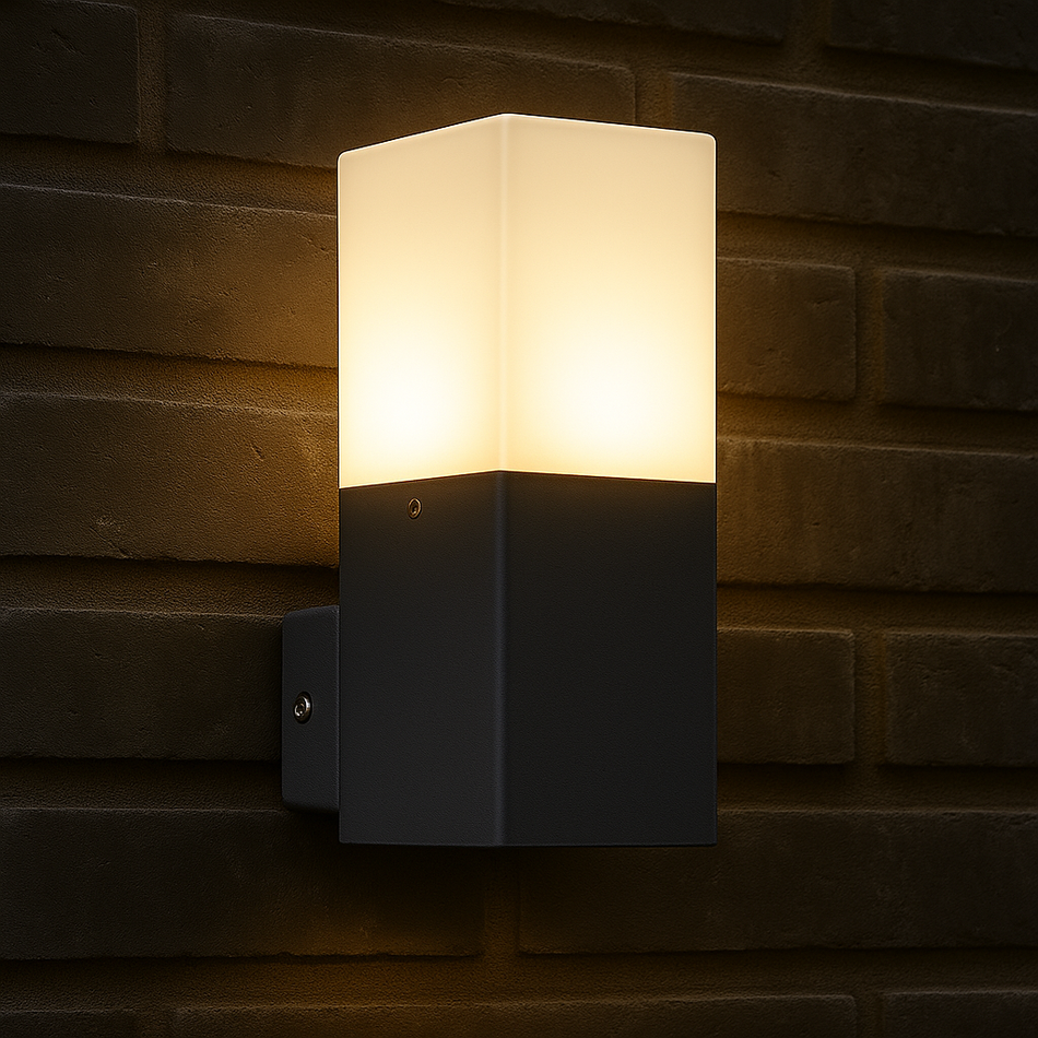 LED Wandleuchte anthrazit eckig 1-flammig IP44 E27 230V