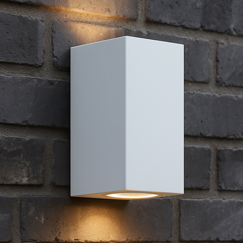 LED Wandleuchte weiß eckig 2-flammig IP44 GU10 230V