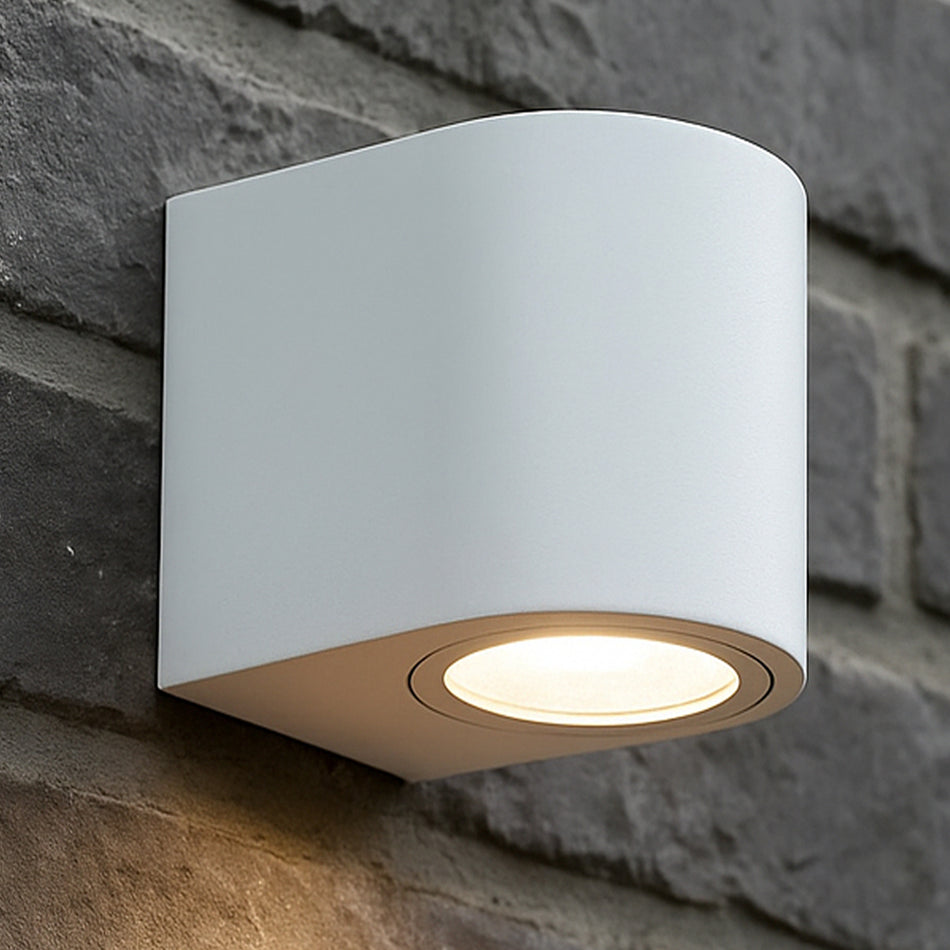 LED Wandleuchte weiß halbrund 1-flammig IP44 GU10 230V