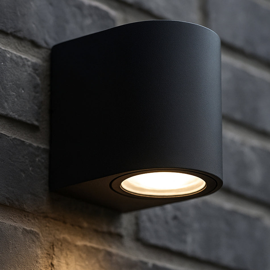 LED Wandleuchte schwarz halbrund 1-flammig IP44 GU10 230V