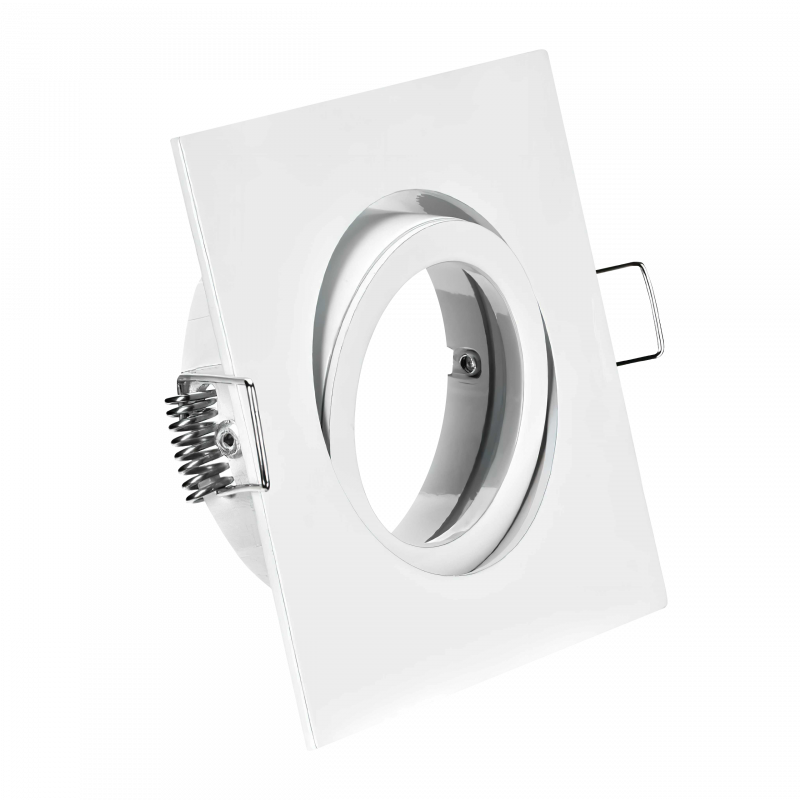 LED Einbaustrahler weiß | Quadratischer Einbauspot | 30° schwenkbar | Lochmaß Ø 68mm - 80mm | Einbautiefe 64mm | Anschlussfertig mit GU10 230V Fassung 