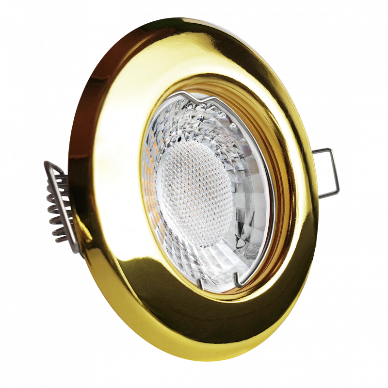 LED Einbaustrahler Gold glänzend | Runder Einbauspot | Lochmaß Ø 55mm - 75mm | Einbautiefe 64mm | Anschlussfertig mit GU10 230V Fassung 