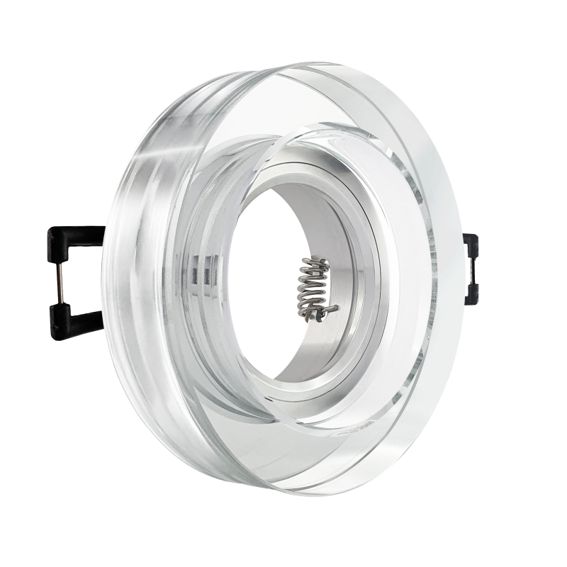 LED Aufbau Einbaustrahler spiegelnd | Runder Einbauspot Echtglas | Lochmaß Ø 68mm - 75mm | Einbautiefe 64mm | GU10 230V 