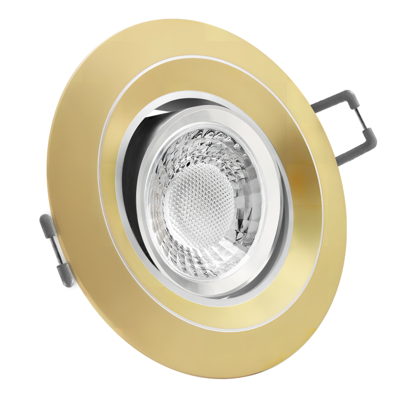 LED Einbaustrahler Gold matt | Runder Einbauspot | 360° schwenkbar | Lochmaß Ø 68mm - 95mm | Einbautiefe 64mm | Anschlussfertig mit GU10 230V Fassung 