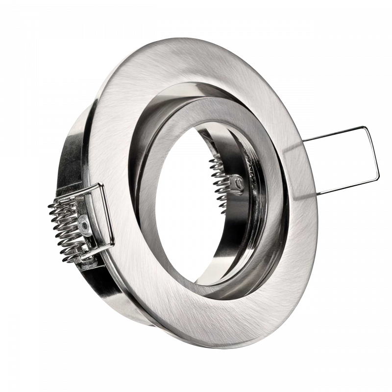 LED Einbaustrahler Edelstahl gebürstet | Runder Einbauspot | 360° schwenkbar | Lochmaß Ø 68mm - 75mm | geringe Einbautiefe 25mm | Anschlussfertig 