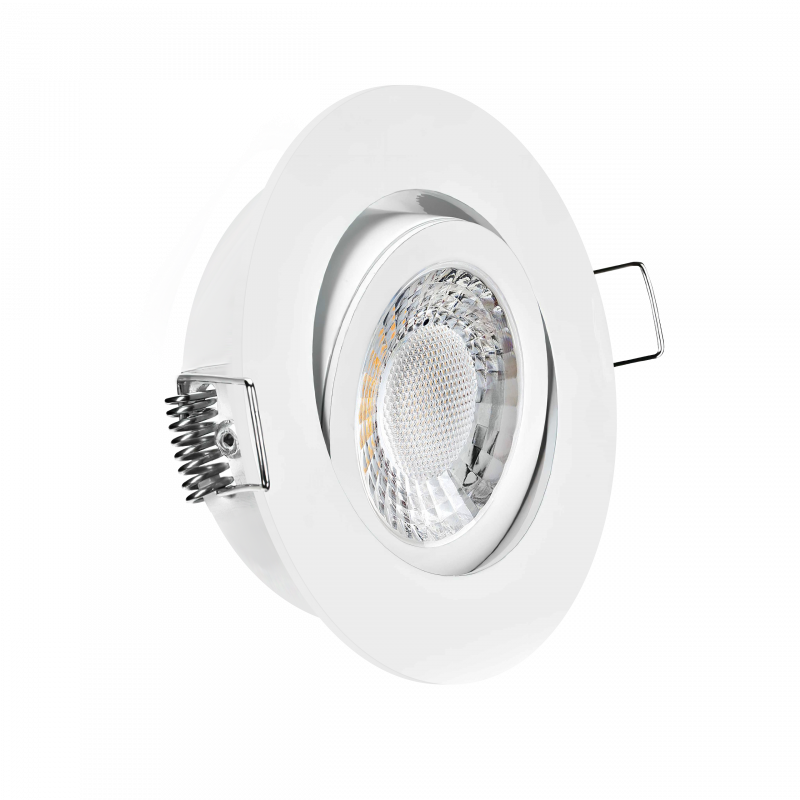 LED Einbaustrahler weiß | Runder Einbauspot | 360° schwenkbar | Lochmaß Ø 68mm - 75mm | geringe Einbautiefe 25mm | Anschlussfertig 