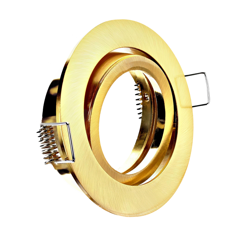 LED Einbaustrahler Gold-Messing gebürstet | Runder Einbauspot | 360° schwenkbar | Lochmaß Ø 68mm - 75mm | geringe Einbautiefe 25mm | Anschlussfertig 