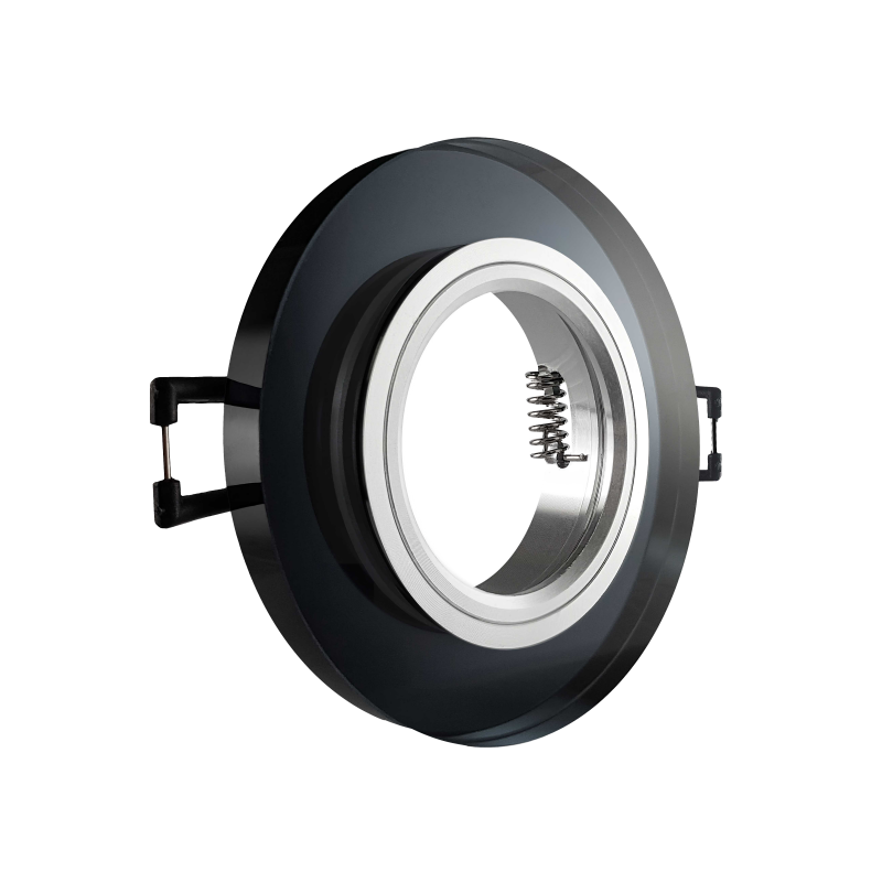 LED Einbaustrahler schwarz spiegelnd | Runder Einbauspot Echtglas | Lochmaß Ø 68mm - 75mm | geringe Einbautiefe 24mm | Anschlussfertig 