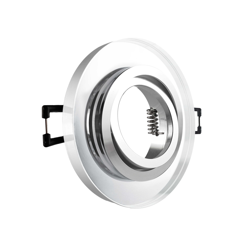 LED Einbaustrahler spiegelnd | Runder Einbauspot Echtglas | 360° schwenkbar | Lochmaß Ø 68mm - 75mm | geringe Einbautiefe 24mm | Anschlussfertig 