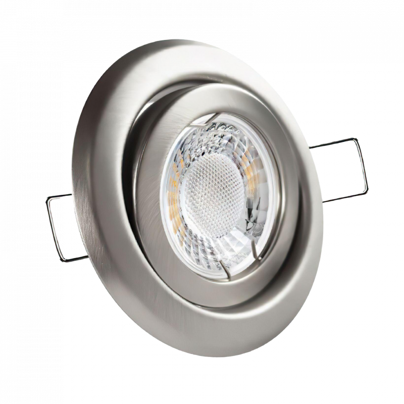 LED Einbaustrahler Edelstahl gebürstet | Runder Einbauspot | 360° schwenkbar | Lochmaß Ø 78mm - 85mm | geringe Einbautiefe 24mm | Anschlussfertig 
