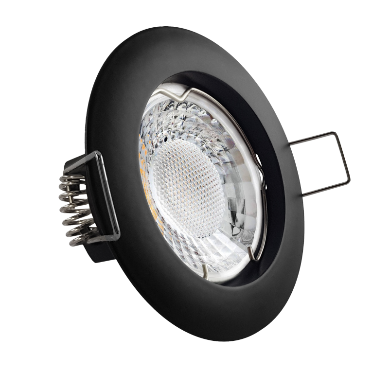 LED Einbaustrahler schwarz | Runder Einbauspot | Lochmaß Ø 60mm - 70mm | geringe Einbautiefe 35mm | Anschlussfertig 