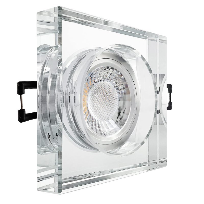 LED Aufbau Einbaustrahler spiegelnd | er Einbauspot Echtglas | Lochmaß Ø 68mm - 80mm | geringe Einbautiefe 22mm 
