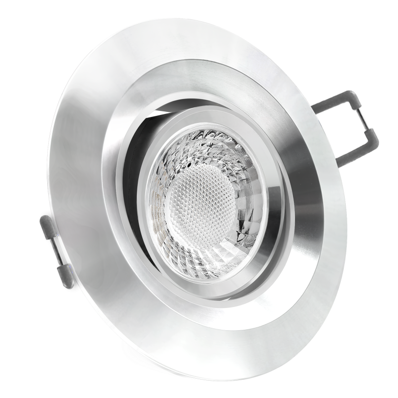 LED Einbaustrahler Aluminium | Runder Einbauspot | 360° schwenkbar | Lochmaß Ø 68mm - 95mm | geringe Einbautiefe 27mm | Anschlussfertig 