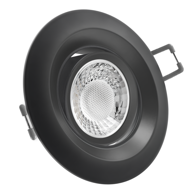 LED Einbaustrahler schwarz | Runder Einbauspot | 360° schwenkbar | Lochmaß Ø 68mm - 95mm | geringe Einbautiefe 27mm | Anschlussfertig 