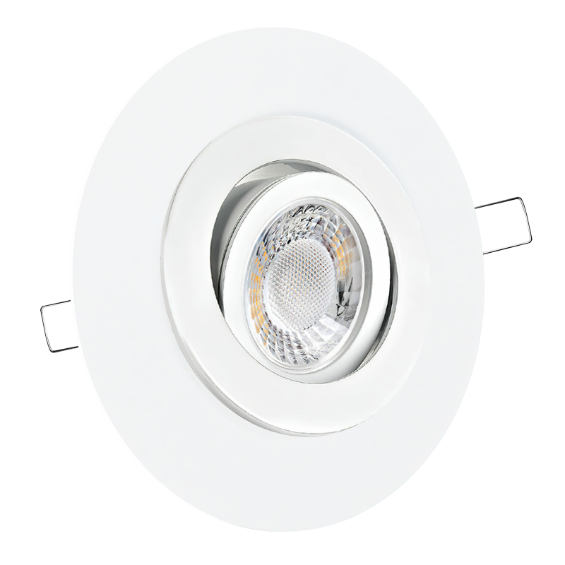 LED Einbaustrahler mit Ausgleichsblende für große Lochausschnitte weiß | Rund | schwenkbar | Lochmaß Ø 68mm - 135mm | Einbautiefe 64mm | GU10 230V 